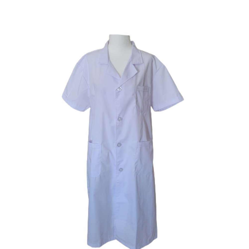 CLASSIC WHITE MEDICAL SHORT SLEEVE LAB COAT FOR STUDENTS, DENTISTS + MORE - XXL
